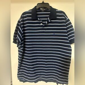 Ralph Lauren Navy Blue Striped Polo Shirt